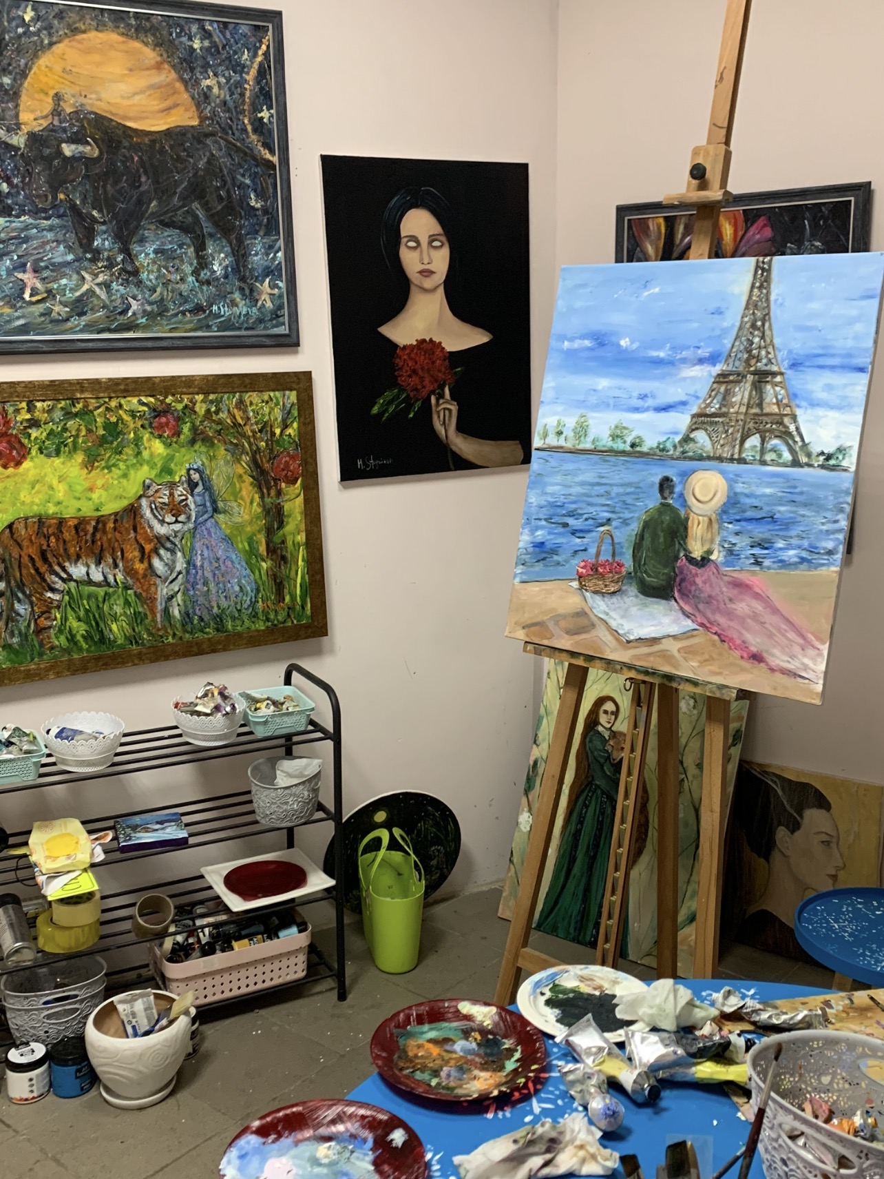 Paris for Two in progress in Marina Stognieva’s studio, Kyiv, 2020